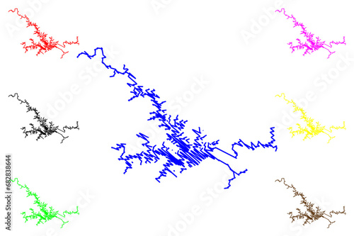 Lake Smith Mountain and Leesville Reservoir (United States of America, North America, us, usa, Virginia) map vector illustration, scribble sketch Soldier Creek Dam map photo