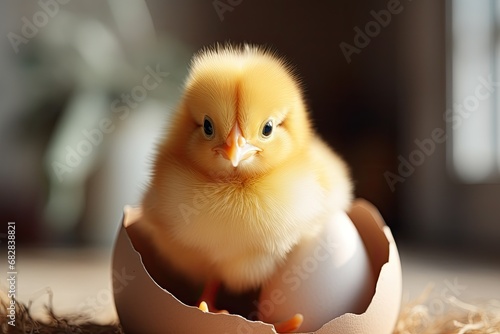 Easter chick emerging from egg, symbol of new beginnings