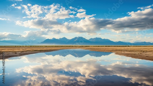 Scenic Alamosa Colorado Landscape with Mountain Range and Rolling Hills in San Luis Valley Colorado photo