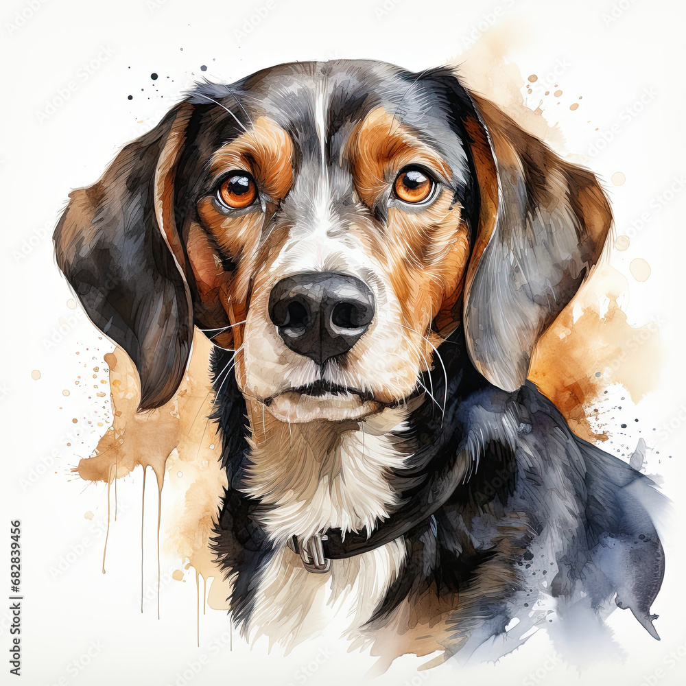 watercolor Beagle clipart, Generative Ai watercolor Beagle clipart, Generative Ai