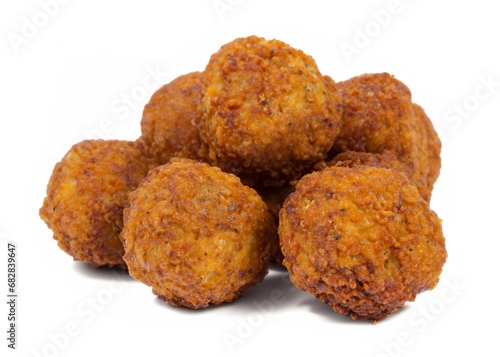 fried chicken nuggets isolated on a white background.