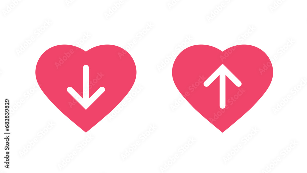 Slow Rising Pulse Sign Heart beat low high pulse rate icon flat vector graphic set, heartbeat ...