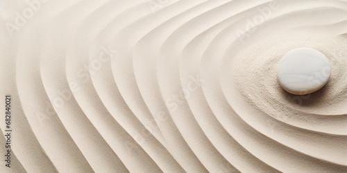 Generative AI, Zen garden with sand and stones, hypnotic simple illustration, calm relax and meditation concept.. photo