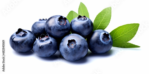 Dark purple fresh blueberry fruit On a white background, there is space and a beautiful perspective.