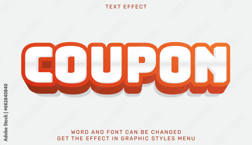 Coupon text effect template in 3d design