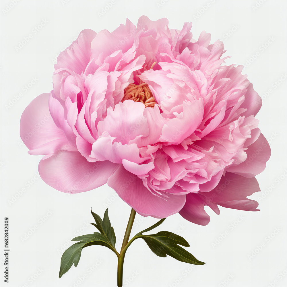 Pink peony isolated on white background