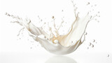 Milk splash isolated on white background. Made with generative ai	
