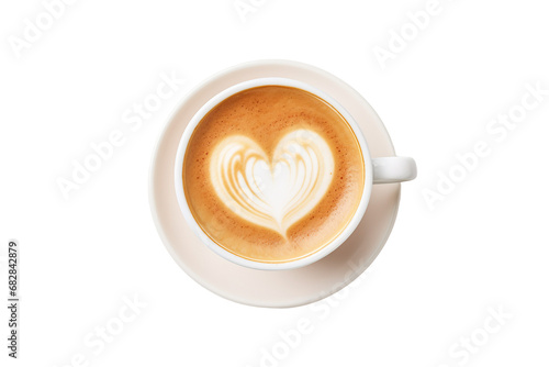 Heartfelt Latte in Porcelain Cup on a transparent background