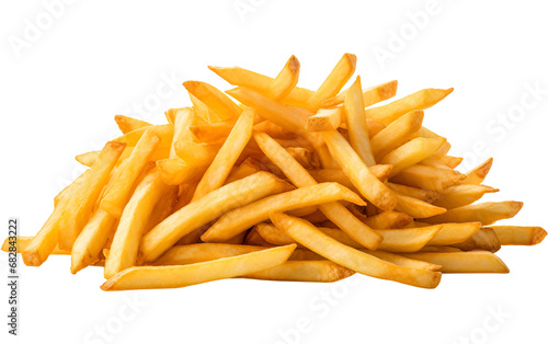 french fries in flight isolated on white background