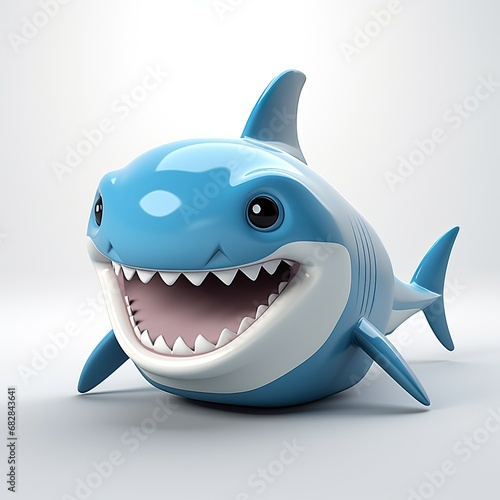 cute 3d shark with white teeth