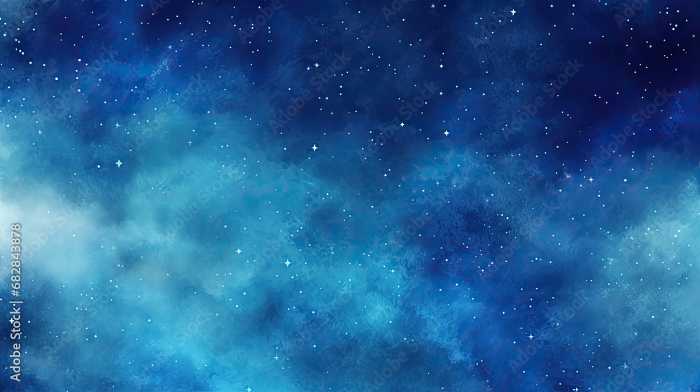 Fototapeta premium Blue watercolor space background. Illustration digital painting , space background,sky with stars