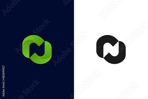 Letter N logo icon with modern gradient and negative space concept vector illustration photo