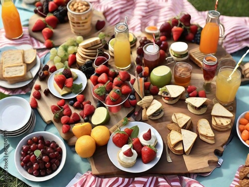 Picnic with fruits and drinks