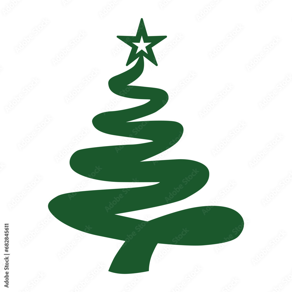 Christmas tree. Original green Christmas tree with bold stripes on white background. Flat. Vector Christmas tree. Original green Christmas tree with bold stripes on white background. Flat. Vector