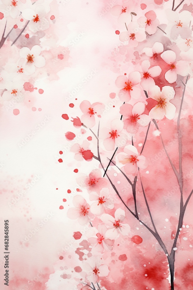 Romantic Watercolor Cherry Blossoms Perfect for Wedding Invitations