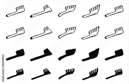 Comb Silhouette Vector Set