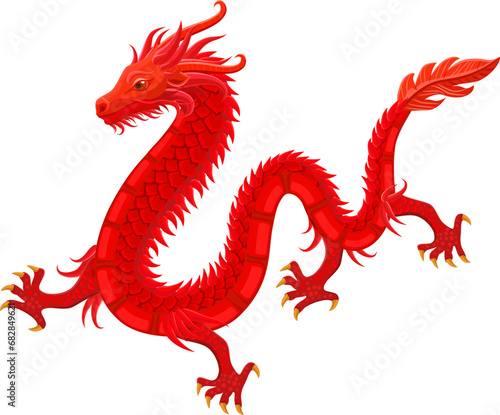 Isolated red dragon. Mythology animal. chinese lunar sign