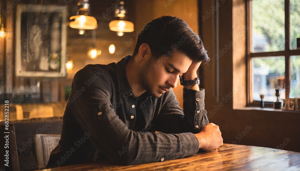 sad lonely man sitting in cafe sad lonely man sitting in cafe