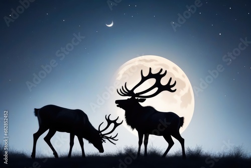 A reindeer in front of a full moon © Harry