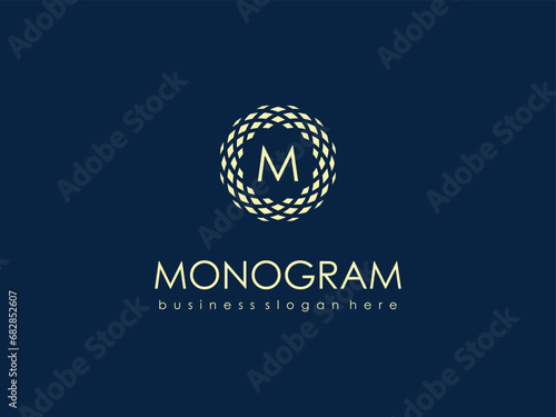 Logo Monogram Logotype M Letter. Abstract monogram elegant logo icon vector design. Universal creative premium letter M initial ornate signature symbol. photo