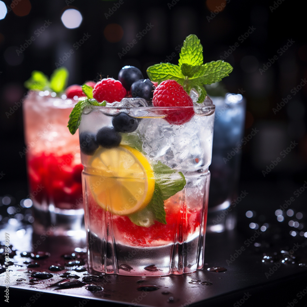 cocktail with ice and mint cocktail with ice and mint