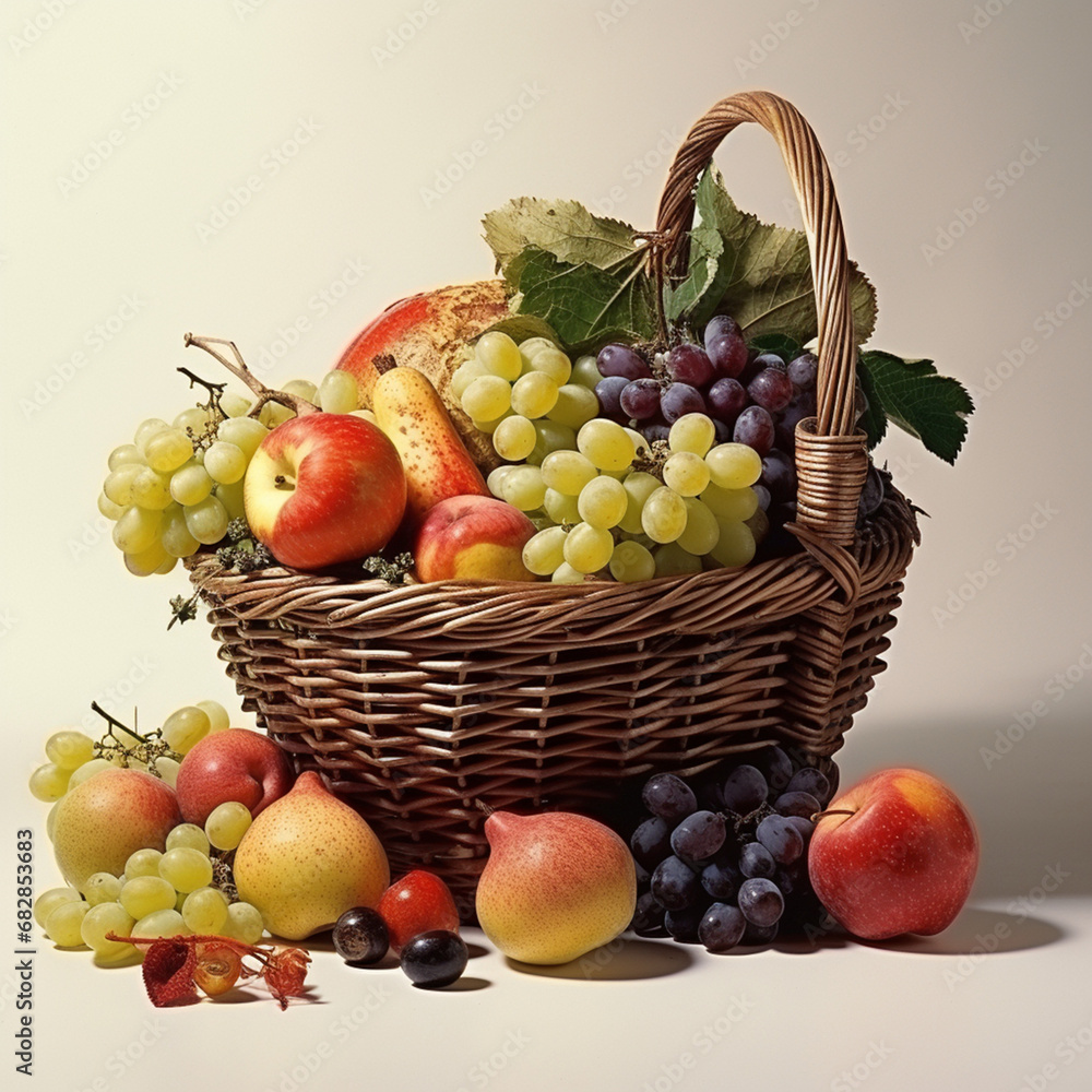 basket with fruits basket with fruits