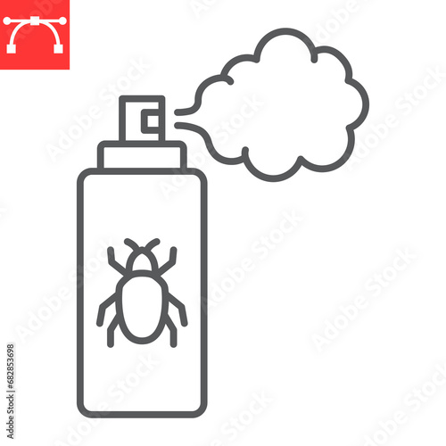 Bug spray line icon, pest and insecticide aerosol, insect repellent vector icon, vector graphics, editable stroke outline sign, eps 10.