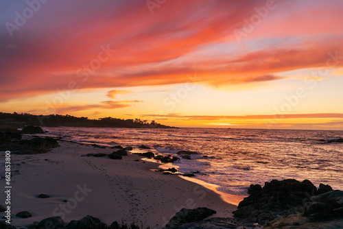 Colorful Pacific Ocean Sunset on 17-Mile Drive  Pebble Beach  CA