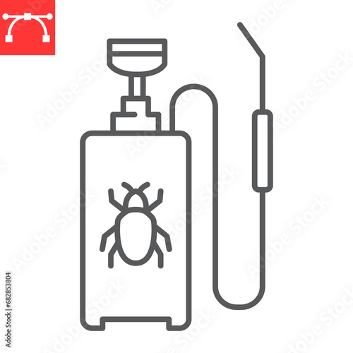 Pesticide line icon, pest control and toxic, pressure sprayer vector icon, vector graphics, editable stroke outline sign, eps 10.