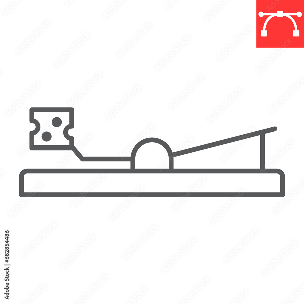 Mouse trap line icon, pest control and kill rat, mousetrap icon vector icon, vector graphics, editable stroke outline sign, eps 10. Mouse trap line icon, pest control and kill rat, mousetrap icon vector icon, vector graphics, editable stroke outline sign, eps 10.