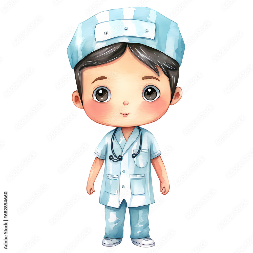 Cute Nurse Man Watercolor Clipart Illustration Cute Nurse Man Watercolor Clipart Illustration