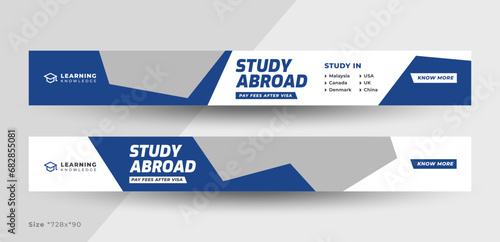 Study abroad web banner, School admission or online education web banner template