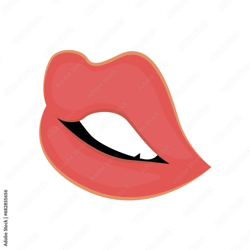 Emotion lips in flat cartoon design. Vibrant expression with this illustration, where colorful style and bright lips combine to convey a range of captivating emotions. Vector illustration.
