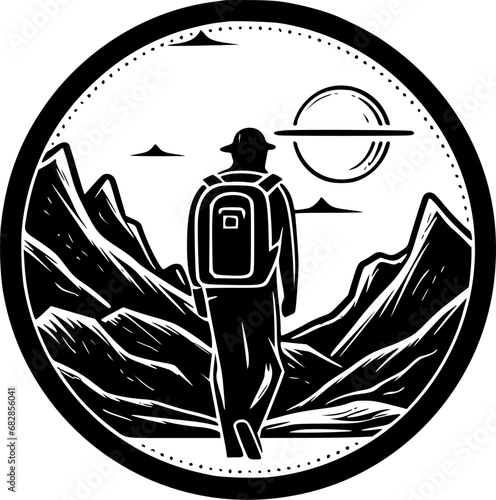 Travel - Black and White Isolated Icon - Vector illustration