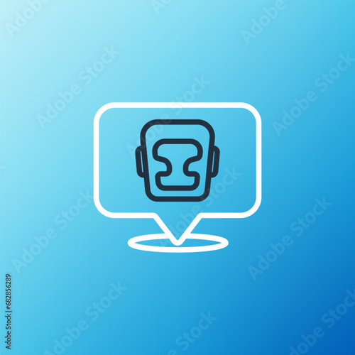 Line Boxing helmet icon isolated on blue background. Colorful outline concept. Vector