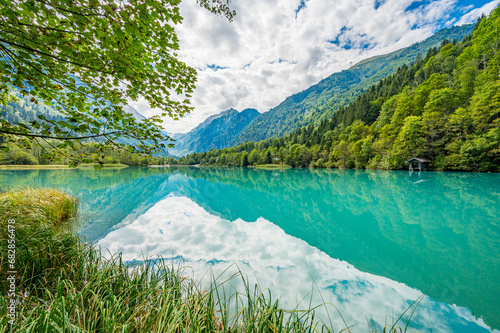 Alps and natural lake photo