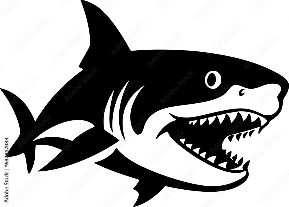 Shark | Black and White Vector illustration Shark | Black and White Vector illustration