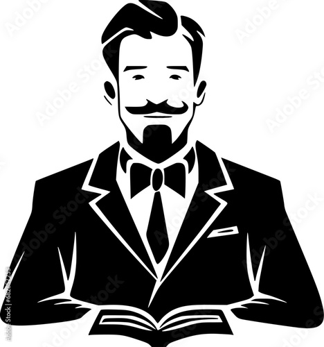 Teacher | Black and White Vector illustration