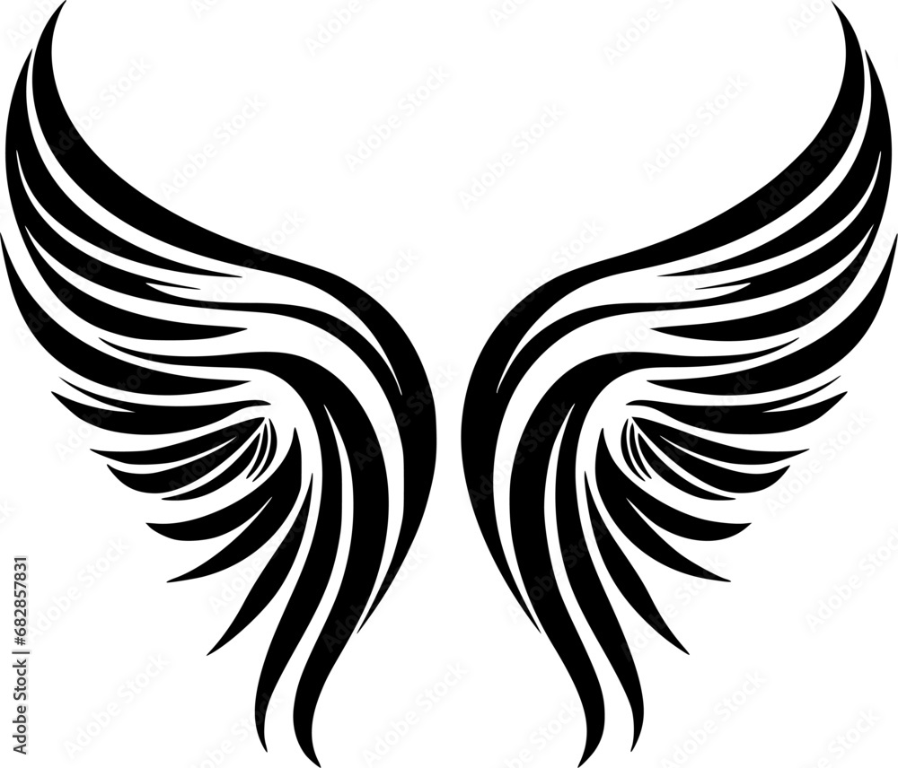 Obraz premium Angel Wings | Black and White Vector illustration