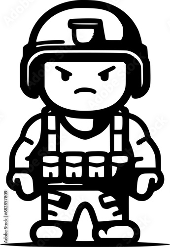 Army - Black and White Isolated Icon - Vector illustration