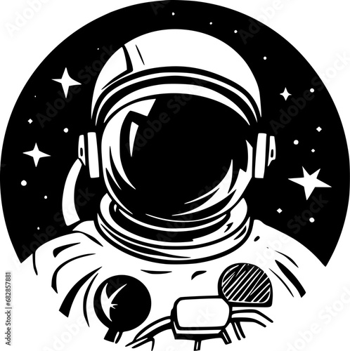Astronaut | Black and White Vector illustration