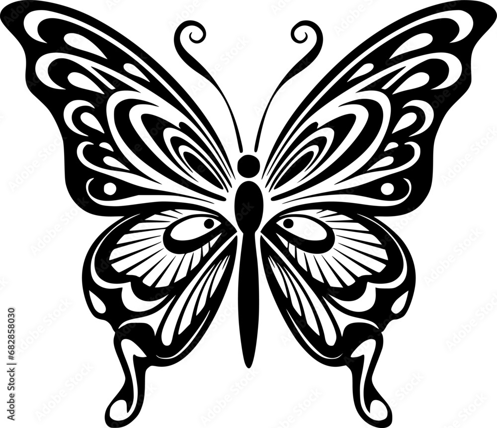 Butterfly - Black and White Isolated Icon - Vector illustration Butterfly - Black and White Isolated Icon - Vector illustration