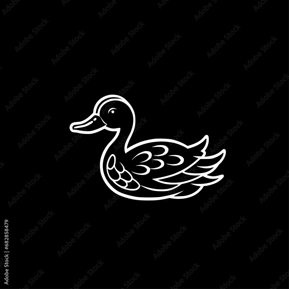 Obraz premium Duck - Black and White Isolated Icon - Vector illustration