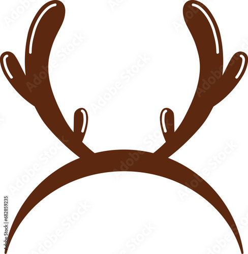 Christmas antlers of a deer. Funny reindeer horns with ears headband for Christmas or New Year party. 
