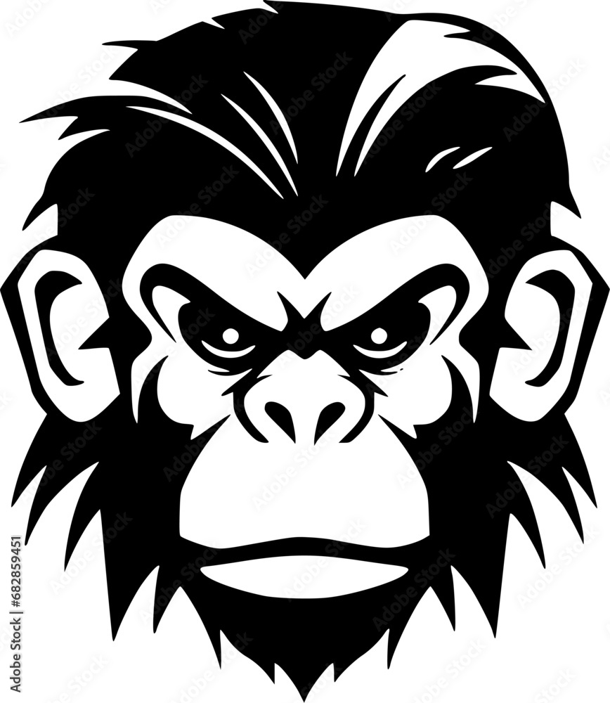 Monkey | Black and White Vector illustration