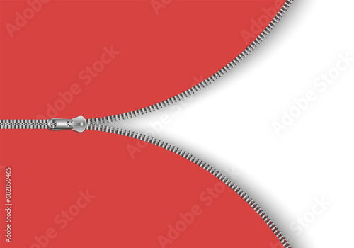 Open zipper icon. Zipper background.