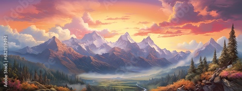 Mountain Landscape at Sunset