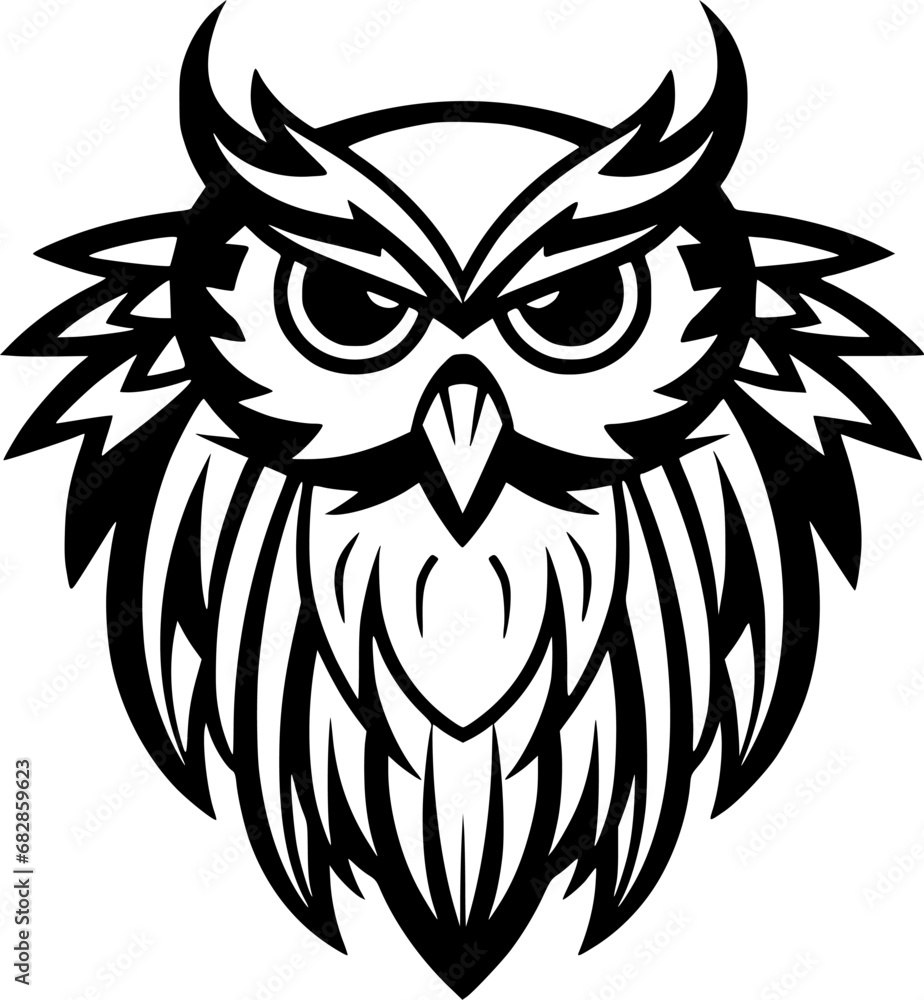 Obraz premium Owl | Black and White Vector illustration