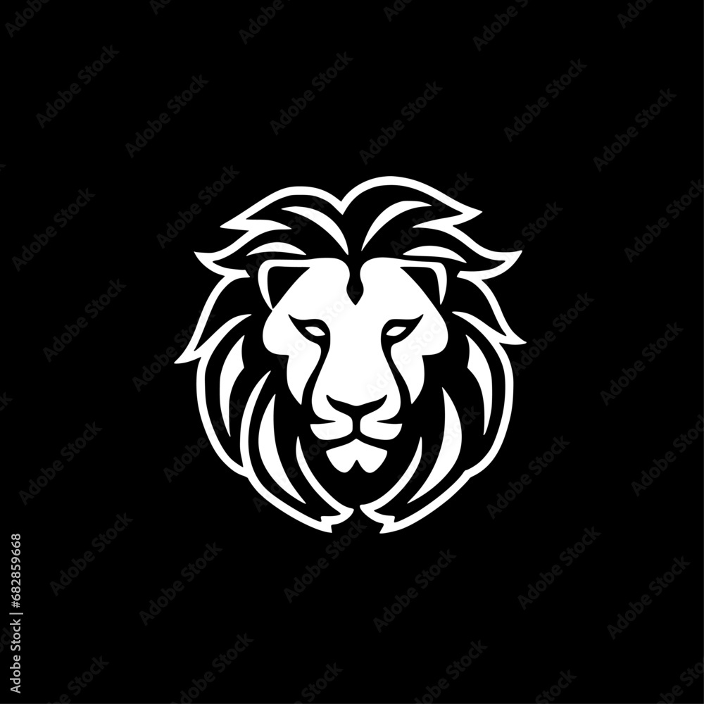 Obraz premium Lion - Black and White Isolated Icon - Vector illustration