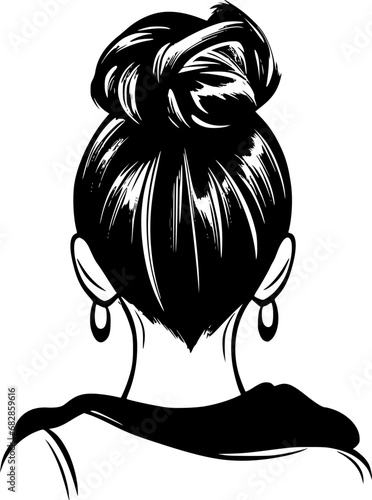Messy Bun - Minimalist and Flat Logo - Vector illustration
